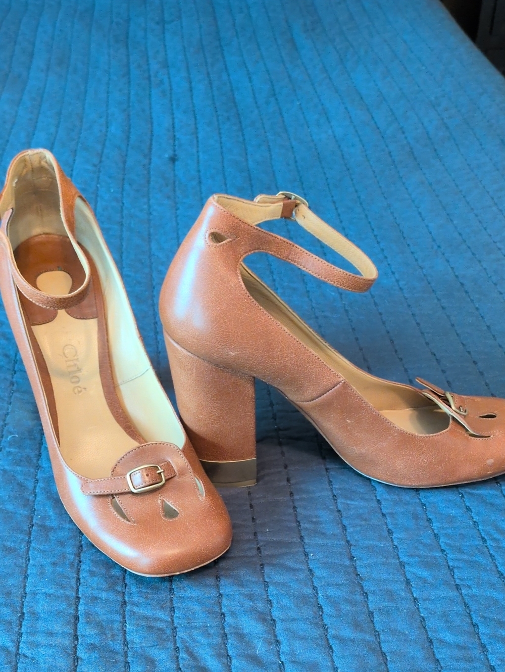 Chloe Block Heel Mary Jane w/Ankle Strap Sz. 40.5